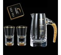 3D Glacier Glass Cup Crystal Gold Foil Shot Glasses, 0.5oz and 3.38oz, Crystal Shots Glass Set with Gift Box, Luxury Cute Shot Whiskey Tequila Cups for Party Bar Decor Collection(1+2)