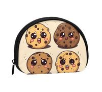 3D Glitter Mini Coin Purse Pouch Change Holder, Shell Shape Zip Around Wallet,Credit Card Holder for Women, Chocolate Chip With Different Expressions, One Size, Classic