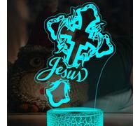 3D God Jesus Cross Night Light Lamp Illusion Led 7 Color Changing Touch Switch Table Desk Decoration Lamps Gift with Acrylic Flat ABS Base USB C
