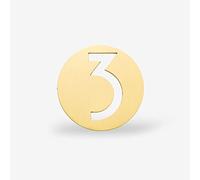 3D Golden Brass House Plaque Number 0-9 Dash Arrows Symbols 64mm Retro Villa Hotel Door Plates Round Hollow Figures Digital Metal for Company Dormitory Home Yard Street Address Mailbox (3)