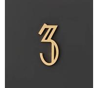 3D Golden Brass House Plaque Numbers 6 Cm Wall Villa Hotel Door Plates Adhesive Hollow Digital Dormitory Home Office Number DIY Yard Street Address Mailbox Sign Decor Figures Labels (3)