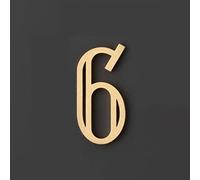 3D Golden Brass House Plaque Numbers 6 Cm Wall Villa Hotel Door Plates Adhesive Hollow Digital Dormitory Home Office Number DIY Yard Street Address Mailbox Sign Decor Figures Labels (6)