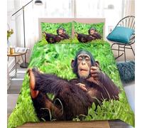 3D Gorilla King Size Duvet Cover Sets, Monkey Bedding Bed Set, Soft Quilt Cover Microfibre Duvet Covers 230x220 cm and 2 Pillowcases 50x75 cm PQ449