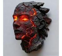 3D Gothic Cracked Soul Wall Light, LED Lava Crack Pattern Resin Art Sconce, Battery Powered Decorative Lamp for Halloween, Bedroom, Living Room (BB)