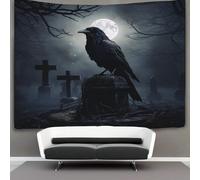 EVMILA 3D Gothic Crow Print Wall Blanket Home Decoration Bedding Poster Wall Art Tapestry Wall Hanging Tapestries Soft Polyester for Unisex Children Bedroom/Living Room/Dorm/Curtain 150cmx200cm