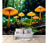 3D Gothic Wallpaper Natural Mushroom, Wall Mural Enchanted Forest 200x140cm 3D Optical Illusion Backdrop Decorative Walls Art Modern Photomurals Easy Apply for Home Decoration