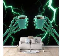 3D Gothic Wallpaper Skull Coffee, Photo Wallpaper Gothic 500x280cm Giant Poster Modern Photomurals Coverage Ideal DIY Bedroom Living Room Creative Restyling