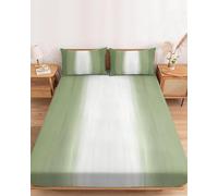 3D Gradient Color Single Fitted Sheet Green White Fitted Sheets Deep Pocket 30 cm Soft Bed Sheets Microfiber Bedding 80x200 cm with 2 Pillowcases for kids and aldults XCW4496