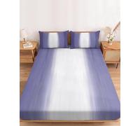 3D Gradient Color Single Fitted Sheet Purple White Fitted Sheets Deep Pocket 30 cm Soft Bed Sheets Microfiber Bedding 90x190 cm with 2 Pillowcases for kids and aldults XCW4777