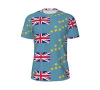 3D Graphic Colorful T-Shirts Novelty Tuvalu Flag Printed Short Sleeve Crew Neck Print Tee for Men Women and Youngs Unisex T Shirts Summer Top Tees S-6XL