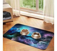 3d Graphics Universe Space Printed Pet Bowl Mats, Non-Slip And Tasteless Dog And Cat Feeding Mats
