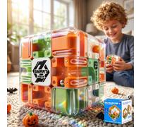 3D Gravity Marble Maze Cube - Magnetic Magic Ball Puzzle Game for Kids & Adults, Stress Relief Fidget Toy for Focus, Anxiety Relief, and Creative Thinking(orange)