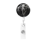 3D Gray Elephant Badge Reels Retractable with Belt Clip, Lightweight Plastic Name Card Holder Retractable Keychain ID Badge Holder Funny Name Badge Clip for Work Nurse Gifts