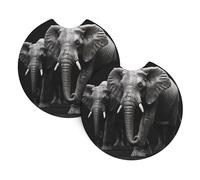3D Gray Elephant Car Cup Holder Coaster 2 Pack Shockproof Cups Mat Cup Holder Insert Mats For Men Women Hot Drinks 6.9Cm