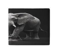 3D Gray Elephant Coin Purse for Men And Women,Money Wallet with ID Windows,Bifold Wallet with 2 Cash Slot