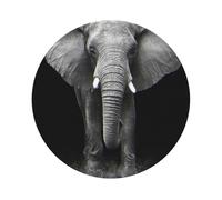 3D Gray Elephant Printed Coasters Set of 6, Tabletop Protection Leather Coasters for Cup Drinks Coffee Pads Beer Bar Mat Gifts, Round Shape