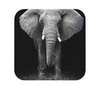 3D Gray Elephant Printed Coasters Set of 6, Tabletop Protection Leather Coasters for Cup Drinks Coffee Pads Beer Bar Mat Gifts, Square
