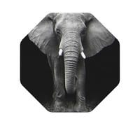 3D Gray Elephant Printed Coasters Set of 6, Tabletop Protection Leather Coasters for Cup Drinks Coffee Pads Beer Bar Mat Gifts, Octagon