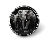 3D Gray Elephant Round Aluminum Alloy Pin Badge Lapel Pin