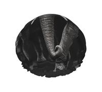 3D Gray Elephant Shower Cap Reusable Elastic Bath Caps Waterproof Bath Hair Hat for Women Men Spa Salon Large Shower Bonnet Double Layer Bathing Hair Cap for Long Hair, Braids