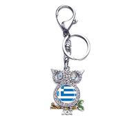 3D Greece Flag Owl-Shaped Metal Keychain Keyring Souvenir Bag Decoration Men Women Pendant Accessories Gift