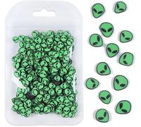 3D Green Alien Art Slices Halloween Nails Accessories Soft Polymer Clay Flakes Charms Nail Supplies Slime for DIY Crafts DIY Nail Jewelry Nail Art Glitters