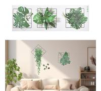 3D Green Foliage Wall Art Decals,Plants Wall Stickers,5 Pieces Removable Monstera and Ivy Leaf Wall Stickers,Plants Wall Sticker Self-Adhesive for Bedroom and Living Room Refresh