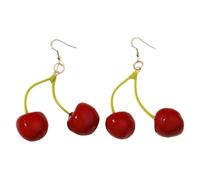 3D Green Grapes Drop Earrings Imitation Fruit Red Cherry Dangle Earring for Women Jewelry, Resin, No Gemstone