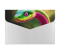 3D Green Pink Snake Multi-Pocket File Organizer, Expanding Accordion Folder for Portable Document Storage