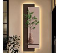 3D Green Sandstone Wall Art Decor with LED Light Modern NatureInspired Mural Sculpture Large ThreeLayer Craft for Home Decoration (C 40x120CM/15.7x47.2IN)