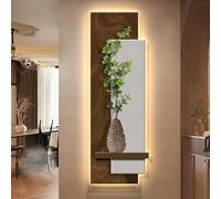 3D Green Sandstone Wall Art Modern LED Mural Sculpture Large Nature Decor ThreeLayer Design Home Decoration PlugIn Power 40x120CM (15.7x47.2IN)