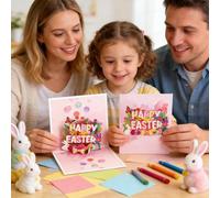 3D Greeting Cards - 3D Easter Egg and Rabbit Shaped Easter Card with Thank You Message For Family Wife Husband Girlfriend Mother Father Teachers