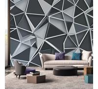 3D Grey Geometric Mural Wallpaper, Abstract Triangle Wallpaper for Bedroom, Living Room, TV Backdrop, Office, Hotel Wall Background Decoration Non-Woven Wall Paper 150 X 105 cm (WxH) G4H144