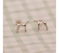 3D Greyhound Silver Stud Earrings