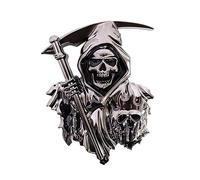 3D Grim Reaper Decal - Chrome Black Skull Emblem for Any Flat Surface - Durable and Stylish Car, Truck, and Motorcycle Accessory - Easy to Apply - 1Pc