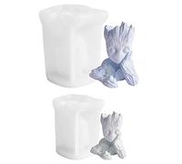 3D Groot Candle Mold Column Halloween Silicone Resin Mold for Candle Making Large Groot Soap Mould Epoxy Mold Homemade Wax Making Polymer Clay (Large B_4.28x3.6 inch)