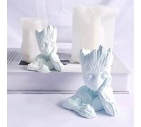 3D Groot Candle Mold Column Halloween Silicone Resin Mold for Candle Making Large Groot Soap Mould Epoxy Mold Homemade Wax Making Polymer Clay (Small A_3.2x2.6 inch)