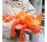 3D Guardian Meow Cat, 3D Printed Hairless Cat, 1:1 Life-Scale Realistic Flexible Articulated Joints Animal Figurine, Colorful Crystal Hairless Cat Figurine Model for Collection (Crystalred)