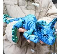 3D Guardian Meow Cat, 3D Printed Hairless Cat, 1:1 Life-Scale Realistic Flexible Articulated Joints Animal Figurine, Colorful Crystal Hairless Cat Figurine Model for Collection (Laserblue)