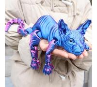 3D Guardian Meow Cat, 3D Printed Hairless Cat, 1:1 Life-Scale Realistic Flexible Articulated Joints Animal Figurine, Colorful Crystal Hairless Cat Figurine Model for Collection (Laserpurple)