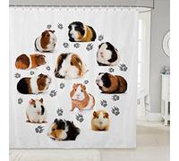 3D Guinea Pig Shower Curtain 120x180, Animal Print Shower Curtains Cute, Polyester Fabric Anti Mould Decorative Bathroom Curtains with Hooks