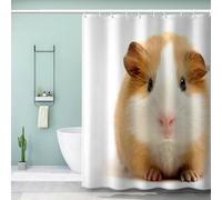 3D Guinea Pig Shower Curtain Mould Proof Resistant Long Shower Curtains 180 x 180 cm Wet Room Waterproof Washable Fabric Cute Animals Bathroom Curtains with 12 Hooks e-321