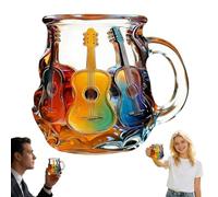 3D Guitar Art Glass Coffee Mug 12 oz,Colorful Handcrafted Cup for Coffee, Tea, Milk,Music Lover Gift,Artistic Glass Mug for Men & Women,Perfect for Valentine's Day,Birthday