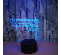 3D Gun Night Light USB Touch Switch Decor Table Desk Optical Illusion Lamps 7 Color Changing Lights LED Table Lamp Xmas Home Love Brithday Children Kids Decor Toy Gift