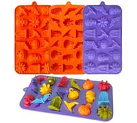 3D Halloween Chocolate Silicone Molds, 4 Pack Halloween Pumpkin Bat Skull Tomb Spider Witch Hat Shaped Molds for Candy Gummy, Ice Cube, Jelly, Cake Decorating