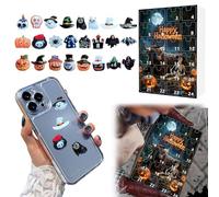 3D Halloween DIY Advent Calendar 2025, 24pcs Mini Halloween Resin Flatback Phone Accessories, Halloweens Figurines Decorations For Phone For Hair Clip For Jewelry Making For Picture Frame (F)