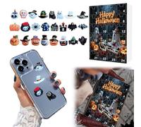 3D Halloween DIY Advent Calendar 2025, 24pcs Mini Halloween Resin Flatback Phone Accessories, Halloweens Figurines Decorations For Phone For Hair Clip For Jewelry Making For Picture Frame (C)