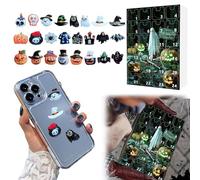 3D Halloween DIY Advent Calendar 2025, 24pcs Mini Halloween Resin Flatback Phone Accessories, Halloweens Figurines Decorations For Phone For Hair Clip For Jewelry Making For Picture Frame (D)