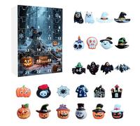 3D Halloween DIY Advent Calendar 2025, 24pcs Mini Halloween Resin Flatback Phone Accessories, Halloweens Figurines Decorations For Phone For Hair Clip For Jewelry Making For Picture Frame (E)