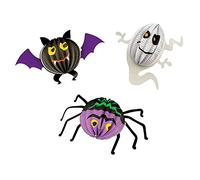 3D Halloween Honeycomb Hangings, Spooky Halloween Decorations, Hang Ornaments for Haunted House Ceiling Decorations with Hanging Thread (Set of 3 (Ghost, Bat & Spider))
